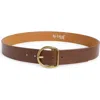 Linea Pelle Burnished Buckle Faux Leather Belt In Brown