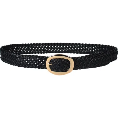 Linea Pelle Chunky Braided C-bar Buckle Belt In Black