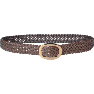 Linea Pelle Chunky Braided C-bar Buckle Belt In Brown