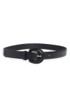 Linea Pelle Covered Buckle Faux Leather Belt In Black