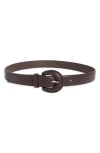 Linea Pelle Covered Buckle Faux Leather Belt In Gray