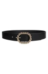 Linea Pelle Crystal Buckle Belt In Black