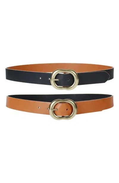 Linea Pelle Dome C-bar Buckle Reversible Belt In Brown
