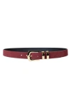 Linea Pelle Double Keepers Faux Leather Belt In Burgundy