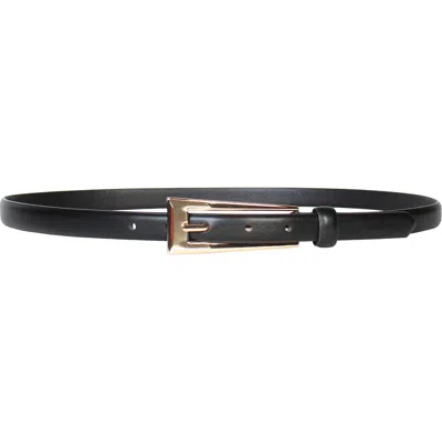 Linea Pelle Elongated Buckle Faux Leather Belt In Black