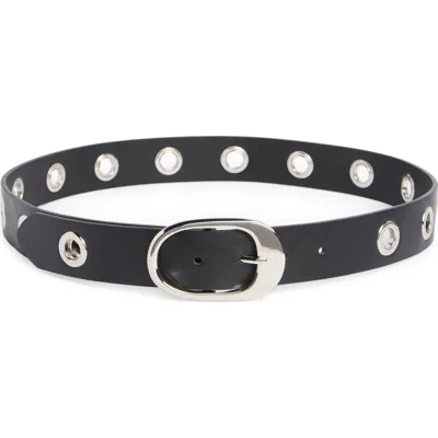 Linea Pelle Grommet Oval Buckle Belt In Black