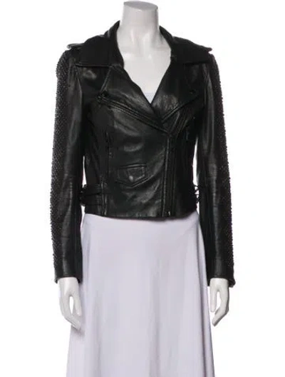 Pre-owned Linea Pelle Leather Biker Jacket In Black