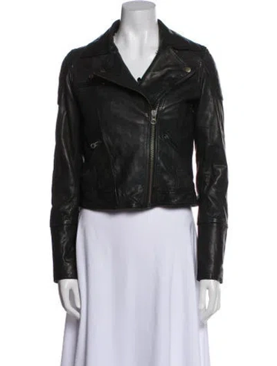 Pre-owned Linea Pelle Leather Biker Jacket In Black