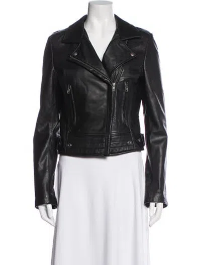 Pre-owned Linea Pelle Leather Biker Jacket In Black