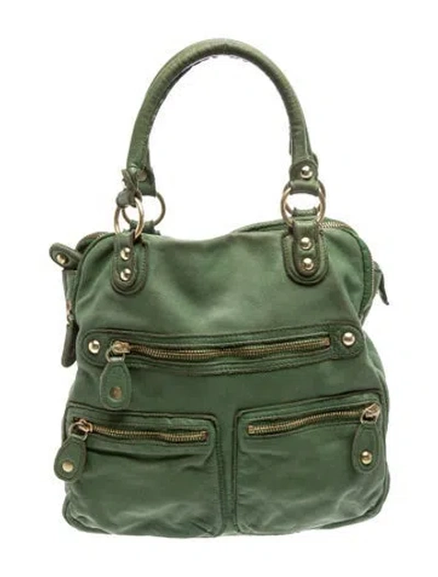 Pre-owned Linea Pelle Leather Top Handle Bag In Green