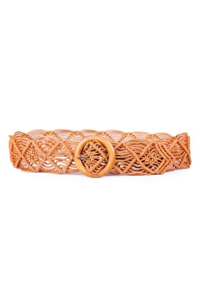 Linea Pelle Macrame Braided Belt In Toast