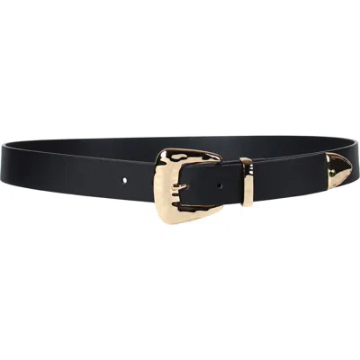 Linea Pelle Molten Belver Buckle Belt In Black