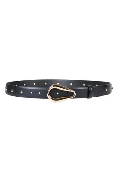 Linea Pelle Molten Plaque Buckle Faux Leather Belt In Blue