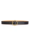 Linea Pelle Notch Center Bar Belt In Black