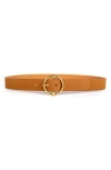 Linea Pelle Notch Center Bar Belt In Mid Brown