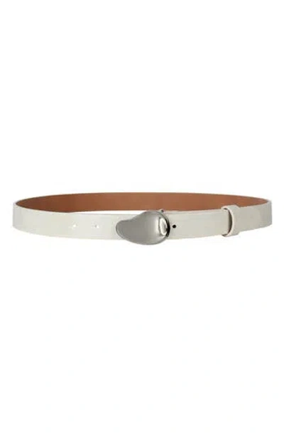 Linea Pelle Organic Plaque Buckle Faux Leather Belt In Gray