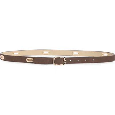 Linea Pelle Oval Grommet Skinny Leather Belt In Brown