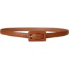 Linea Pelle Pebbled Rectangular Buckle Belt In Brown