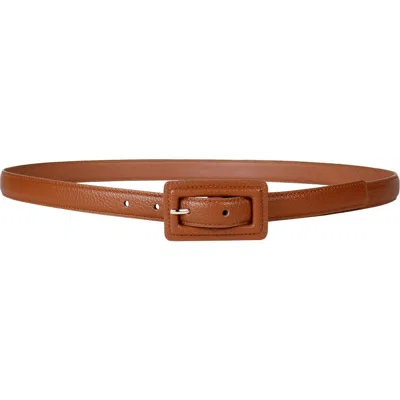 Linea Pelle Pebbled Rectangular Buckle Belt In Brown