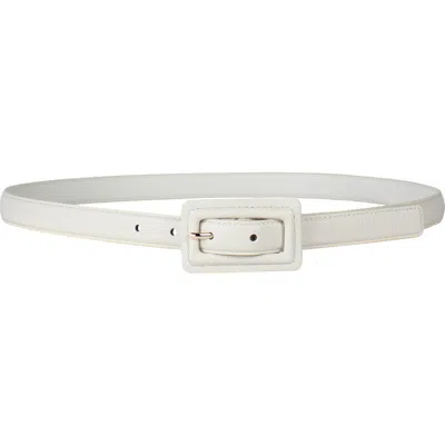 Linea Pelle Pebbled Rectangular Buckle Belt In White