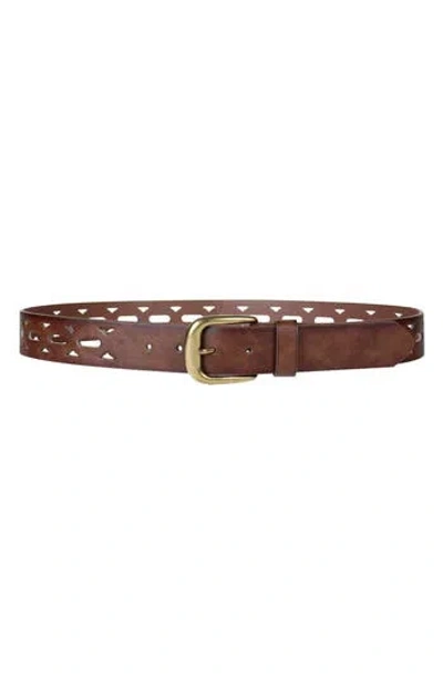 Linea Pelle Perforated Belt In Brown