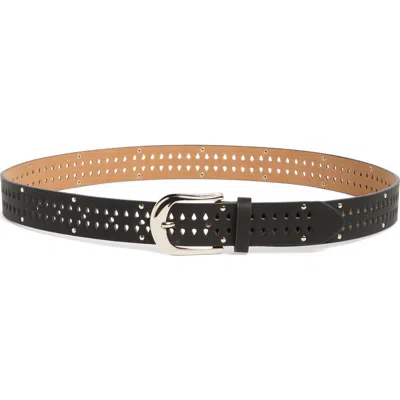Linea Pelle Perforated Tiny Stud Belt In Black