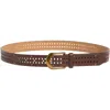 Linea Pelle Perforated Tiny Stud Belt In Brown