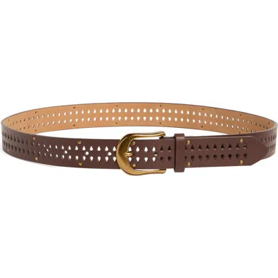 Linea Pelle Perforated Tiny Stud Belt In Brown