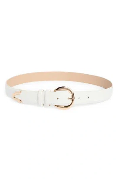 Linea Pelle Round Buckle Belt In White