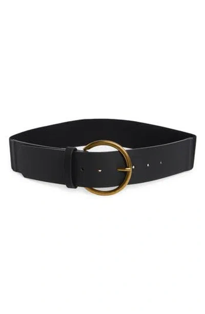 Linea Pelle Round Buckle Wide Belt In Black