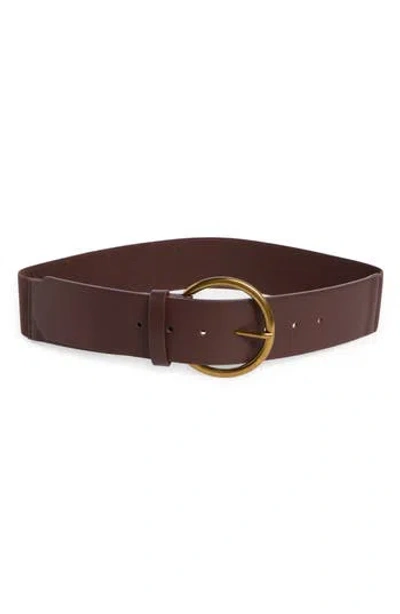 Linea Pelle Round Buckle Wide Belt In Brown