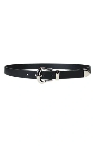 Linea Pelle Sculpted Faux Leather Belt In Black