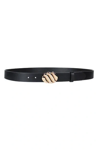 Linea Pelle Twist Plaque Buckle Belt In Black