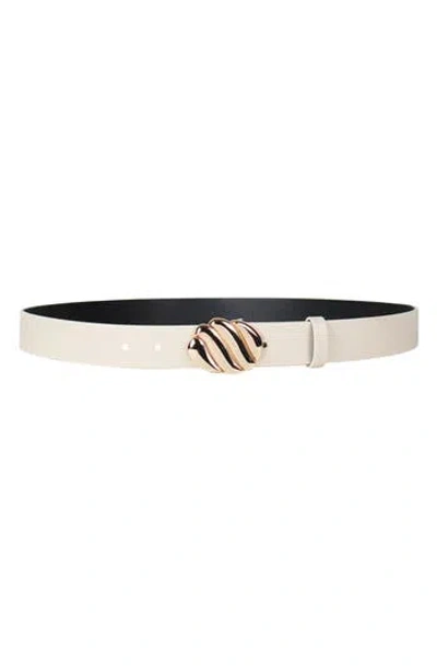 Linea Pelle Twist Plaque Buckle Belt In White