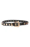 Linea Pelle Western Buckle Studded Faux Leather Belt In Black