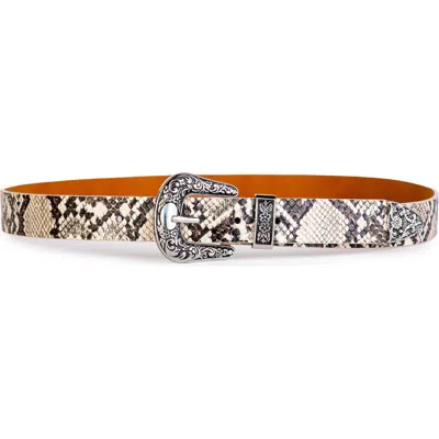 Linea Pelle Western Snake Embossed Faux Leather Belt In Natural/black