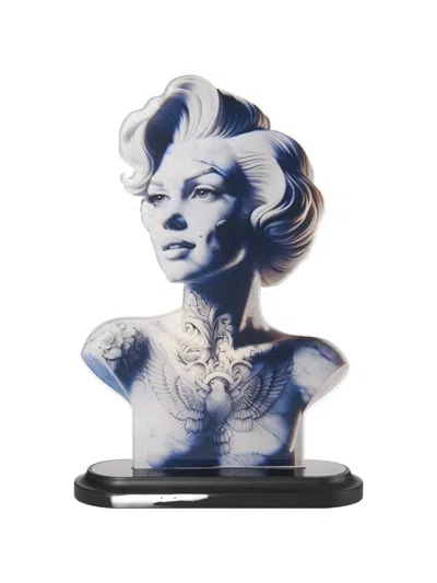 Linee Recanati Carrara Hollywood Tattoo Table Lamp In Blue