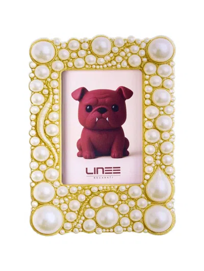Linee Recanati Piclux Pearl-embellished Photo Frame In Gold