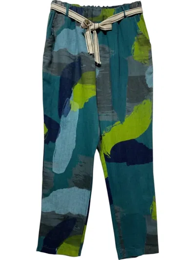 Linen & Cotton House Outside The Lines Pants In Teal In Blue