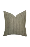 Linen & James Davis Olive Woven Stripe Pillow Cover In Olive Green