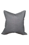 Linen & James Ethan | Flange Charcoal Gray Natural Linen Pillow Cover In Gray