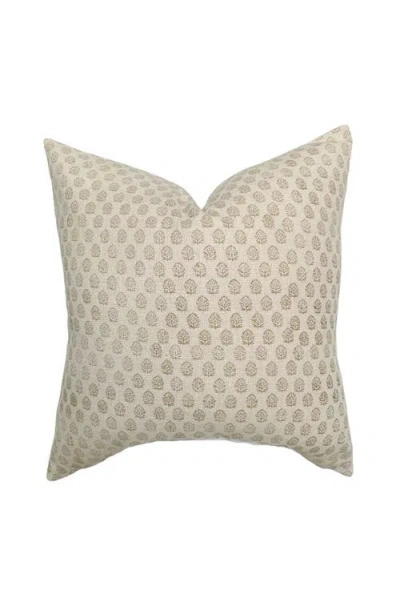 Linen & James Paige Ivory Tan Floral Handblock Pillow Cover