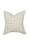 Linen & James Roe Ivory Tan Gingham Pillow Cover In Cream