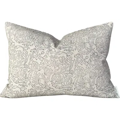 Linen & James Rosie | Soft Blush Floral Handblock Pillow Cover In Pink