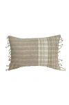 Linen & James Thelma Tan Cream Linen Stripe Pillow Cover In Tan Brown