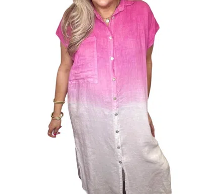 Linen & More Catching Flights Dress In Pink