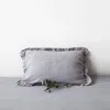 Linen Tales Frilled Pillow Case In King Size In Light Grey