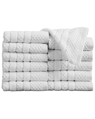 Linery & Co . 12pc Giuliana 100% Cotton Textured Washcloth Set In White