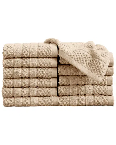 Linery & Co . 12pc Giuliana 100% Cotton Textured Washcloth Set In Neutral