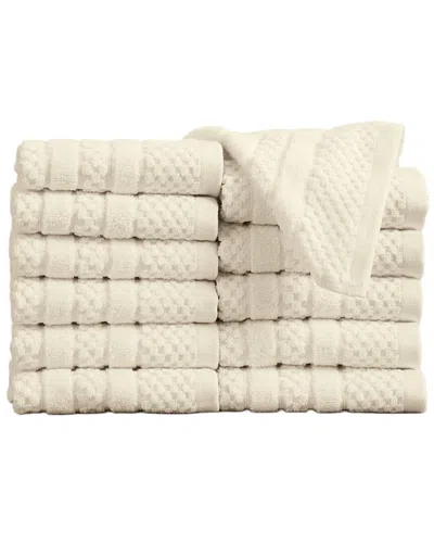 Linery & Co . 12pc Giuliana 100% Cotton Textured Washcloth Set In White